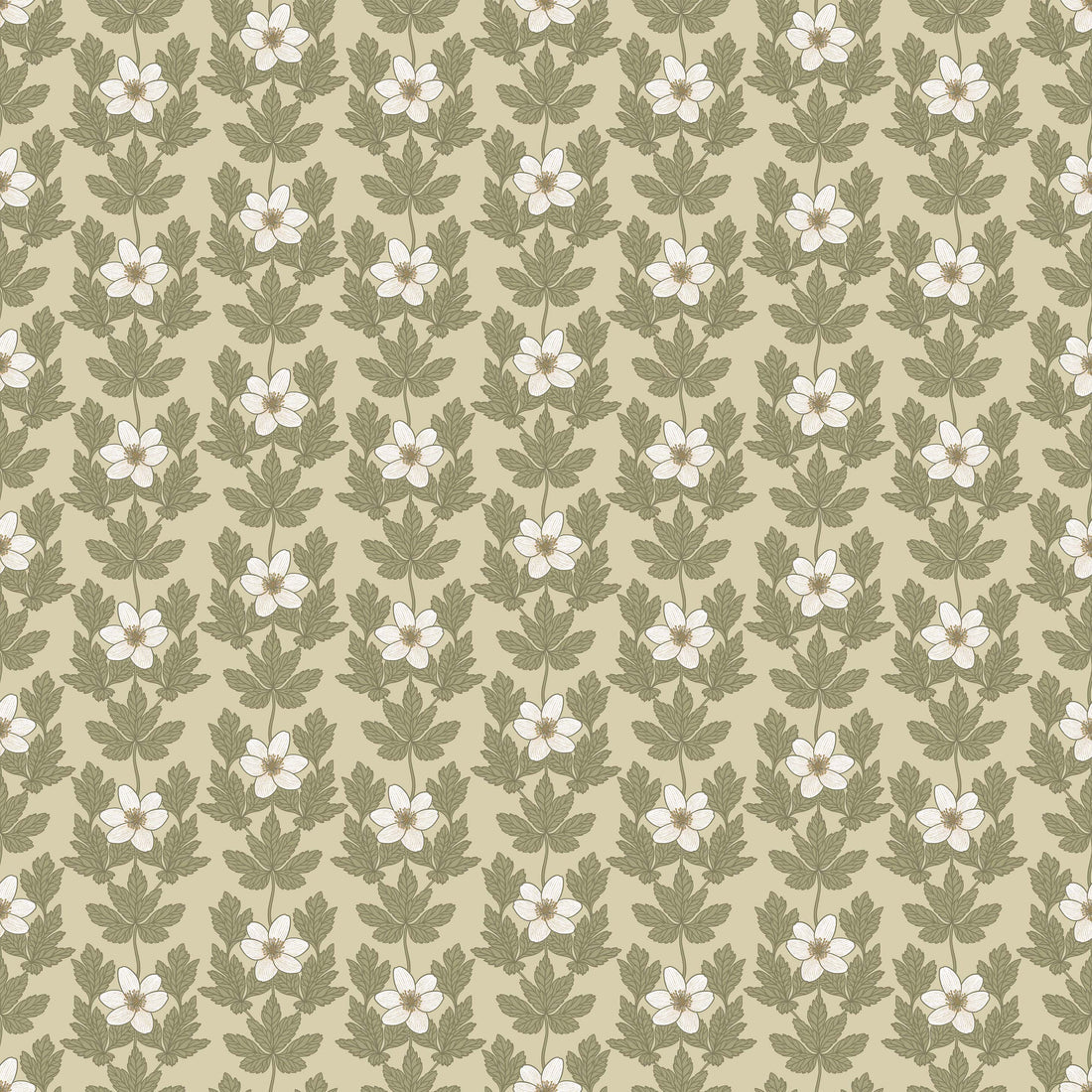 Wood Anemone Wallpaper - Beige - Summer Gray

