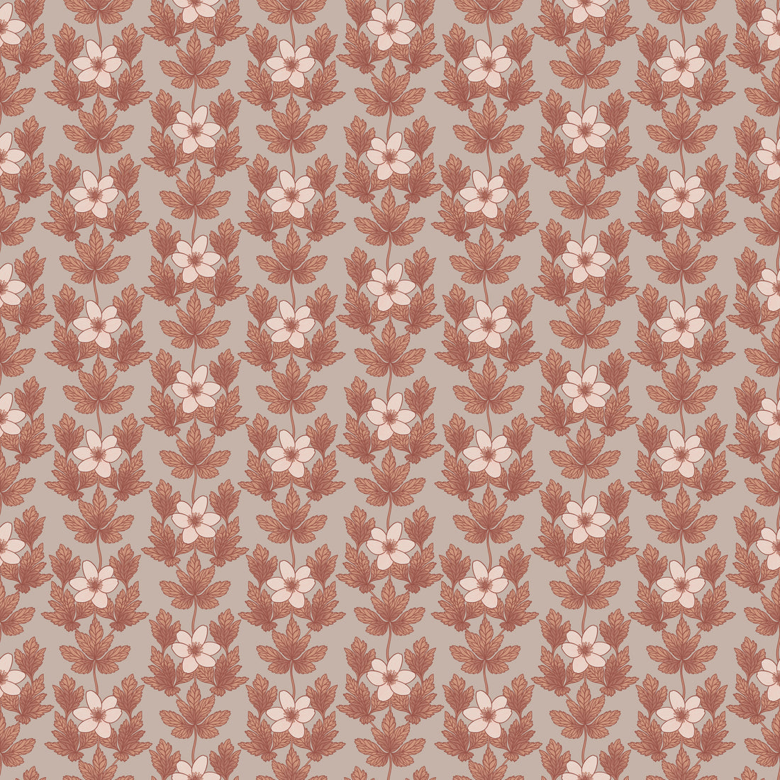 Wood Anemone Wallpaper - Copper - Summer Gray
