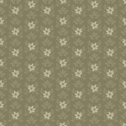 Wood Anemone Wallpaper - Green - Summer Gray
