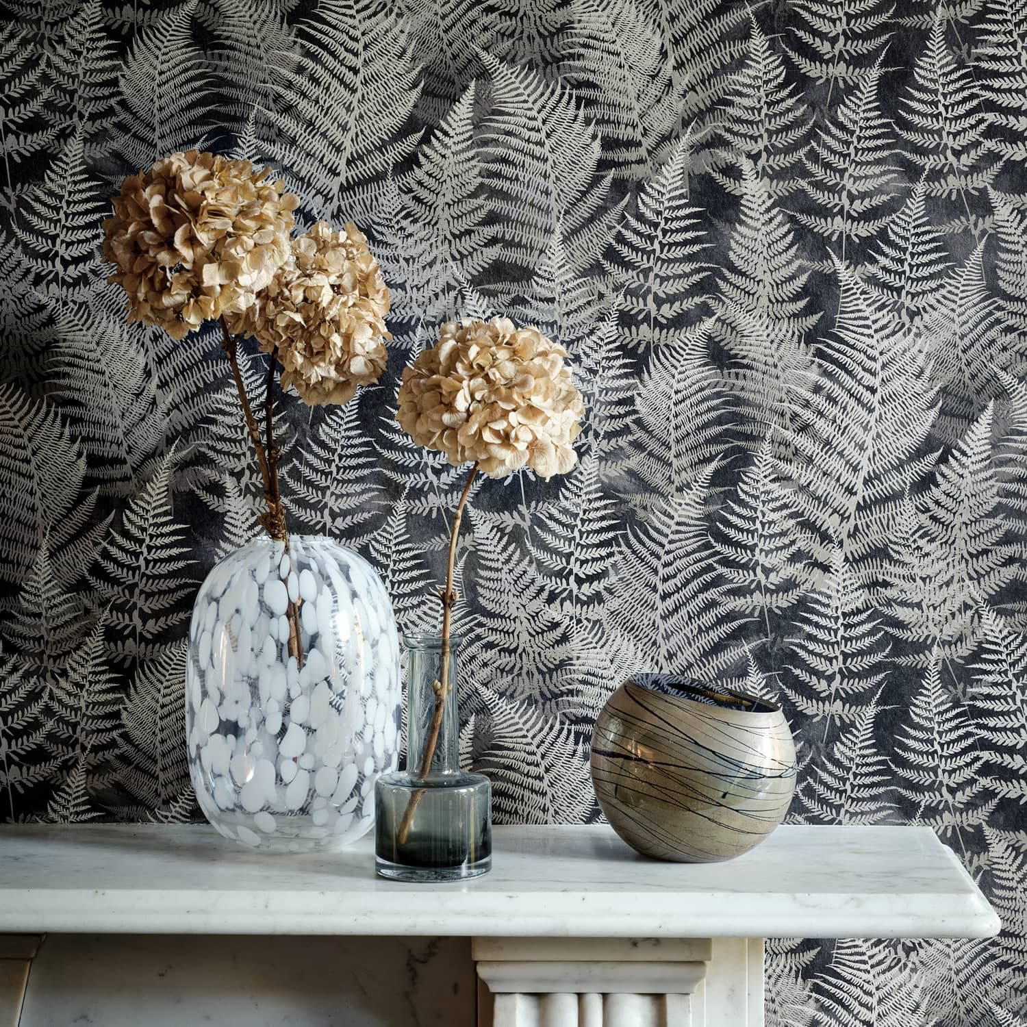 Woodland Fern Wallpaper - Charcoal - Clarissa Hulse