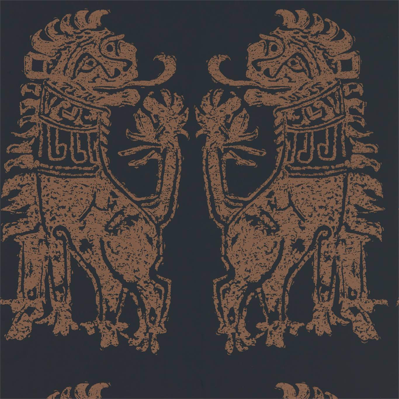 Sicilian Lion Wallpaper - Bone Black/Coppper - ZPLW312979
