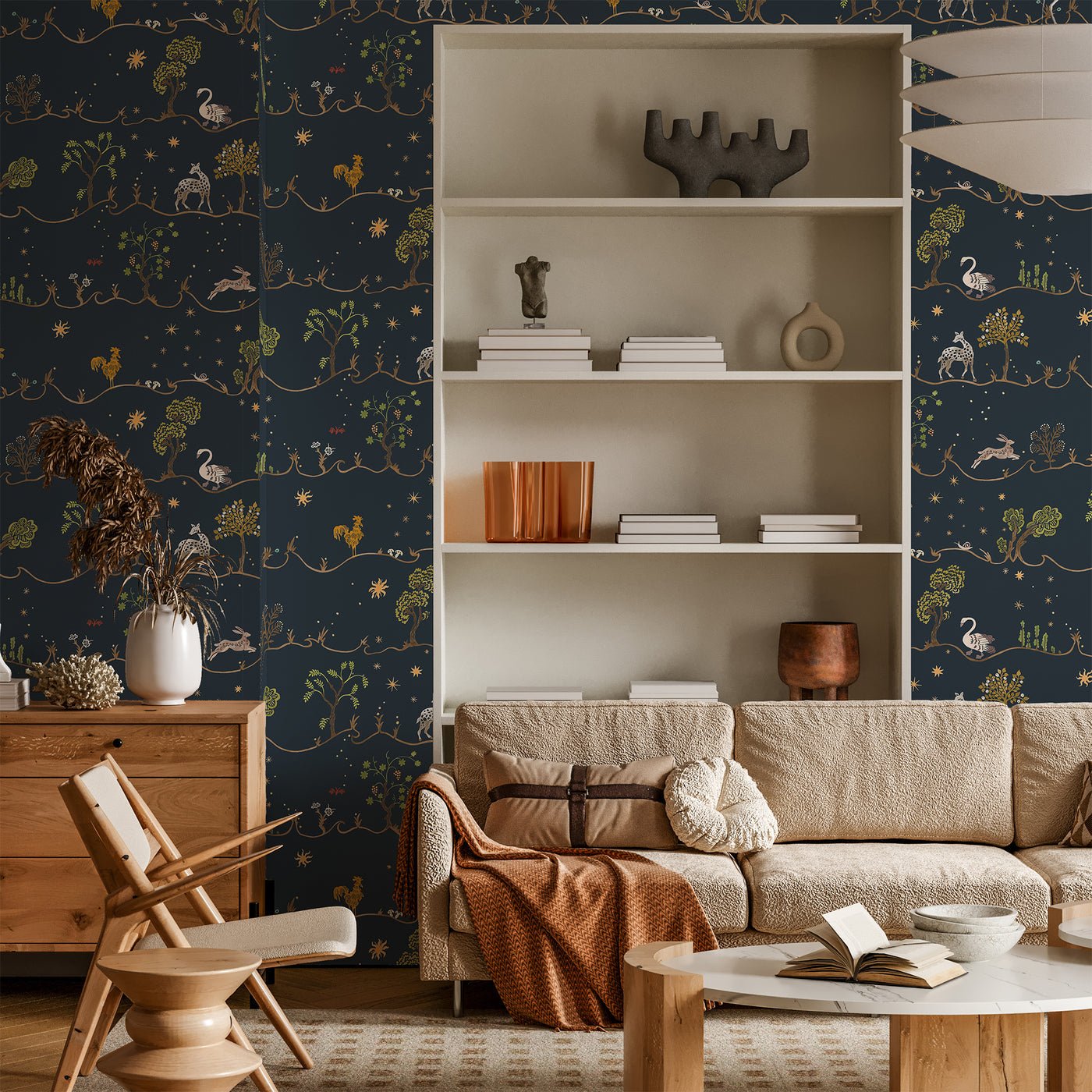 A Wave for Joan Wallpaper - Navy - Josephine Munsey - JMW-104101 - Premier Wallcovering