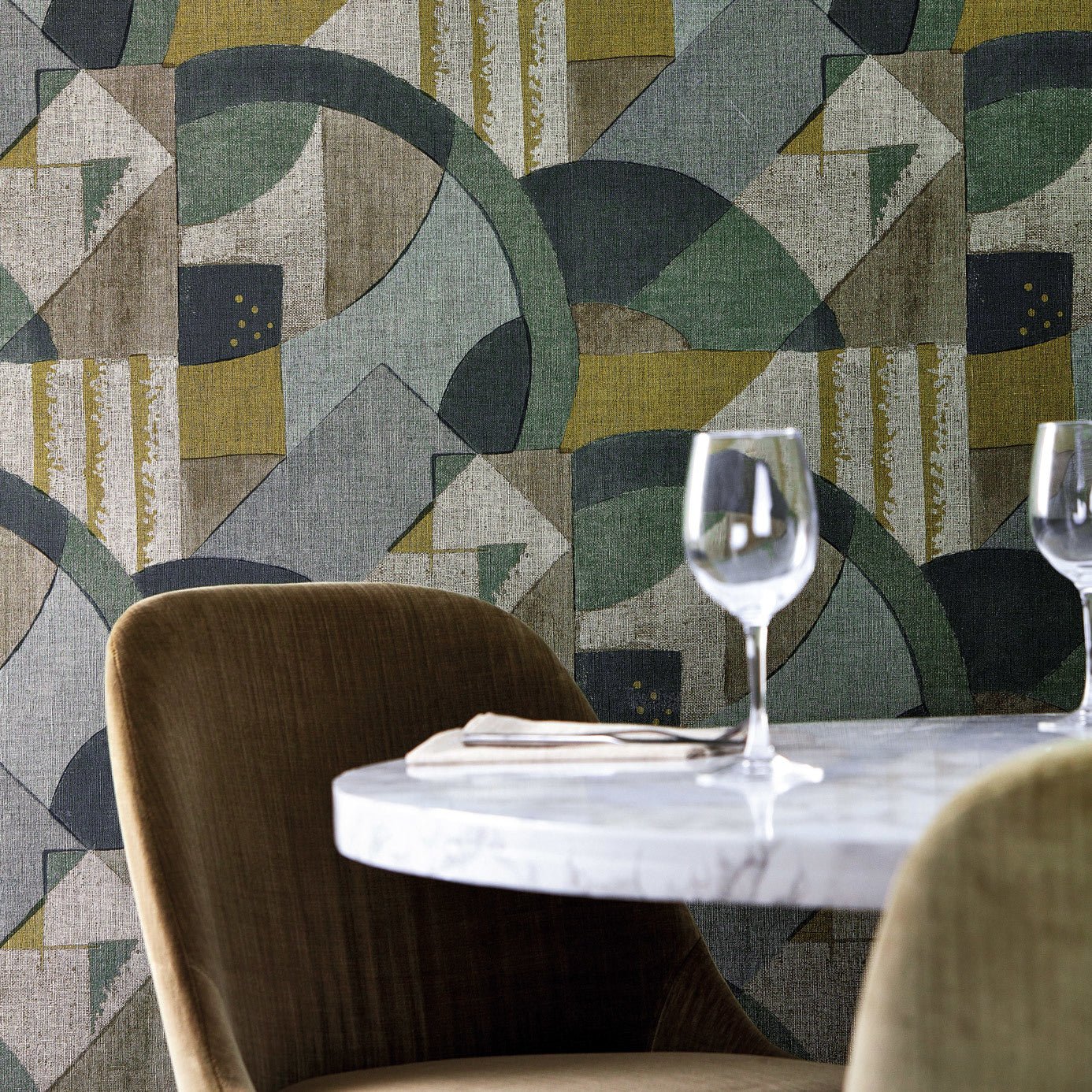 Abstract 1928 Wallpaper - Taupe - Zoffany - ZRHW312889 - Morris Wallpaper