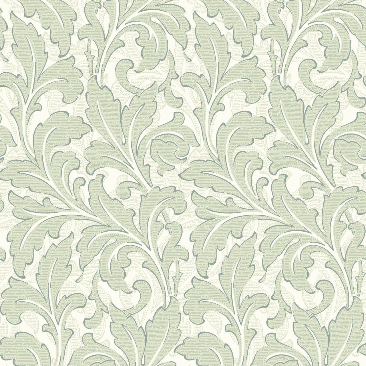 Acanthe Arts and Crafts Wallpaper - Vert Amande - Casadeco - 86367114 - Premier Wallcovering