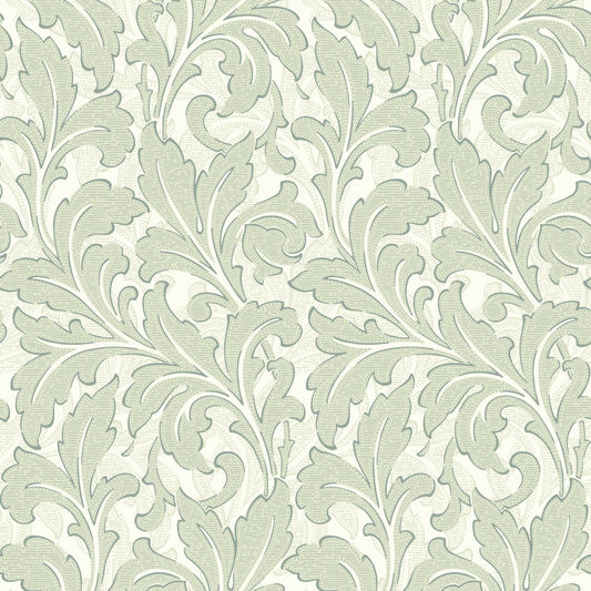 Acanthe Arts and Crafts Wallpaper - Vert Amande - Casadeco - 86367114 - Premier Wallcovering