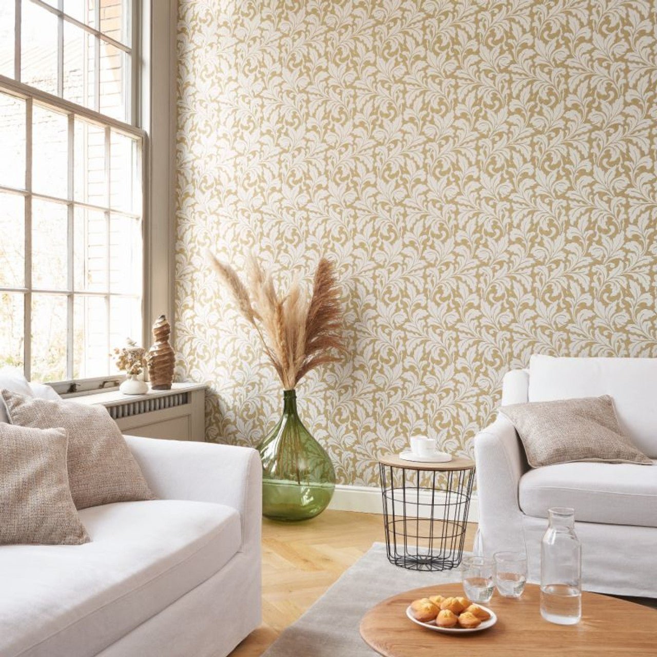 Acanthe Arts and Crafts Wallpaper - Beige Camel - Casadeco - 86361206 - Premier Wallcovering