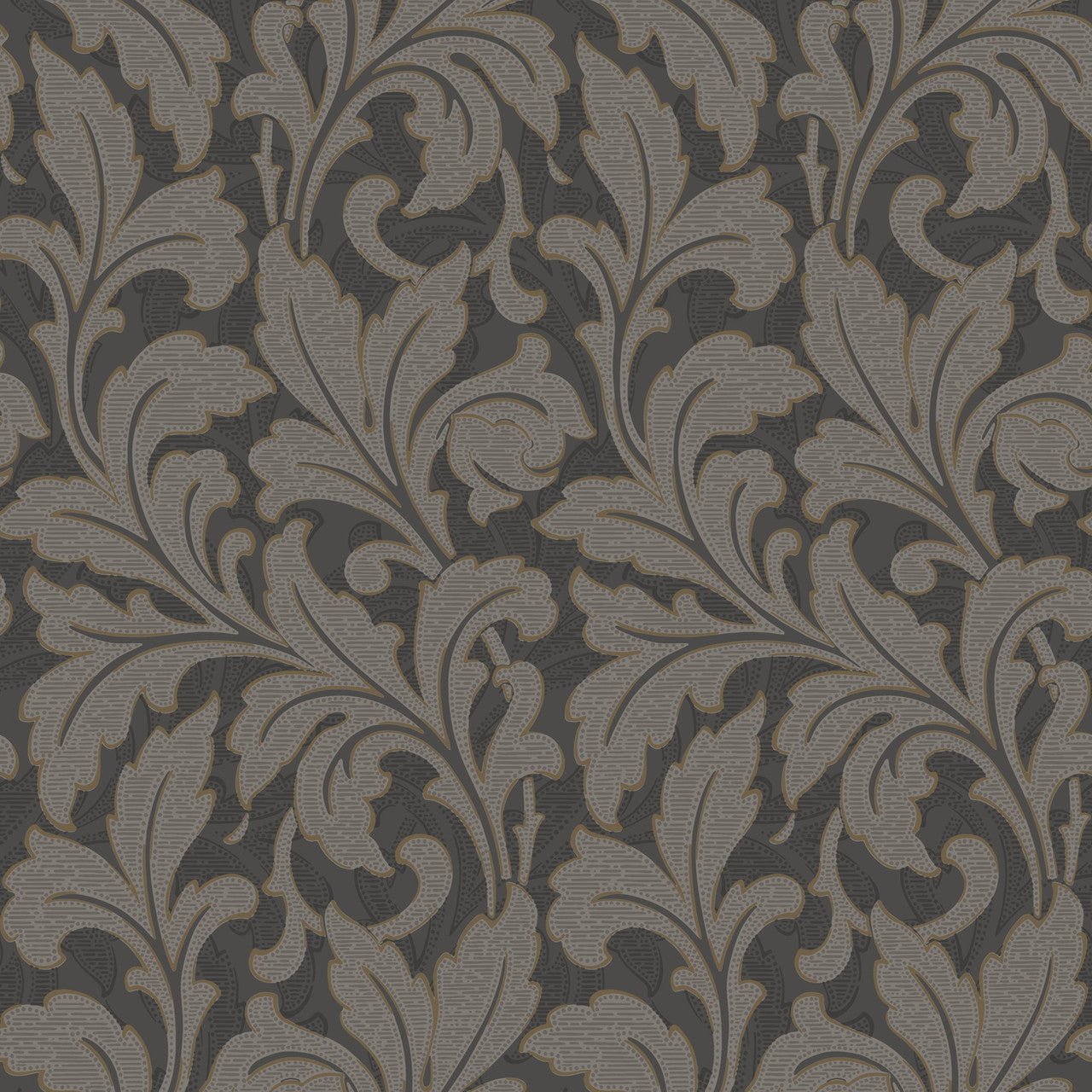 Acanthe Arts and Crafts Wallpaper - Noir - Casadeco - 86369515 - Premier Wallcovering