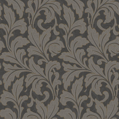 Acanthe Arts and Crafts Wallpaper - Noir - Casadeco - 86369515 - Premier Wallcovering