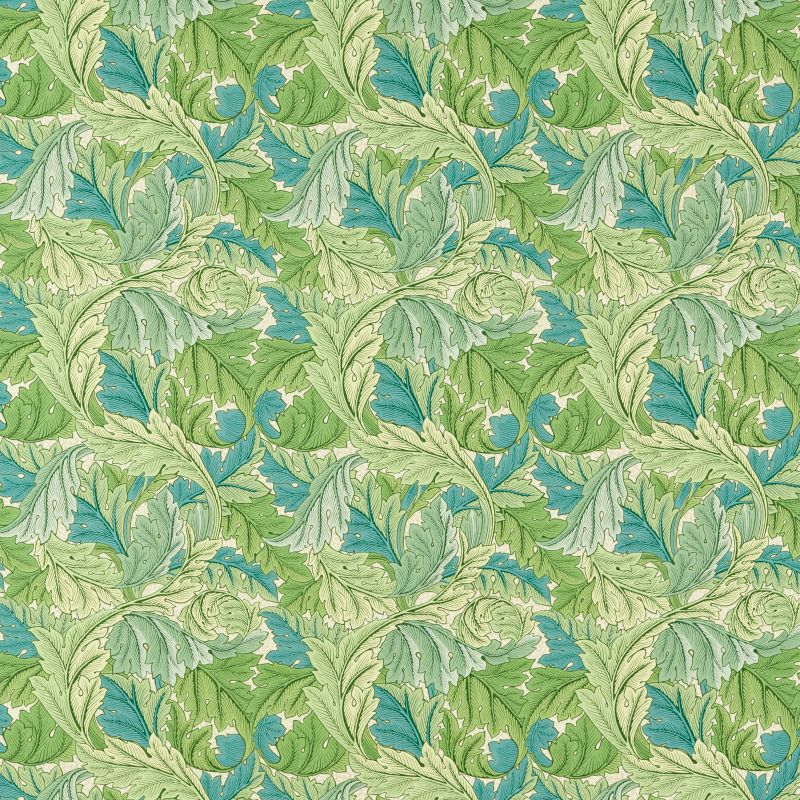 Acanthus Outdoor Fabric - Nettle/Sky Blue - Morris & Co - 227114 - Premier Wallcovering