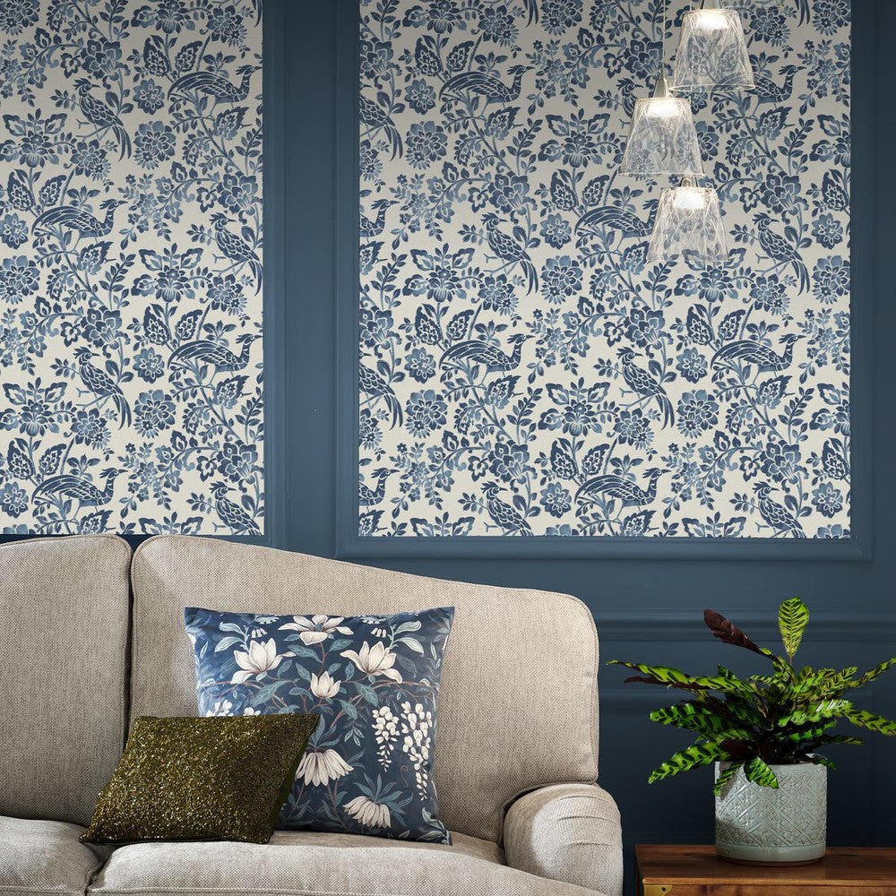 Adain Palace Wallpaper - Dark Seaspray Blue - Laura Ashley - 121067 - Premier Wallcovering