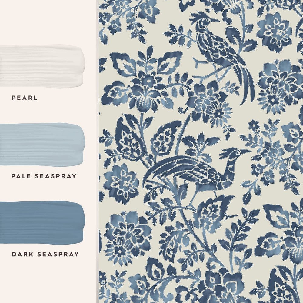 Adain Palace Wallpaper - Dark Seaspray Blue - Laura Ashley - 121067 - Premier Wallcovering