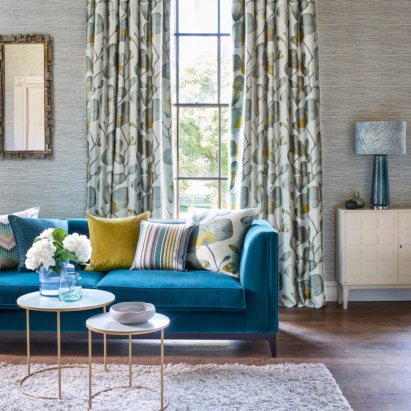Affinity Wallpaper - Ochre/Steel - Harlequin - HMWF111953