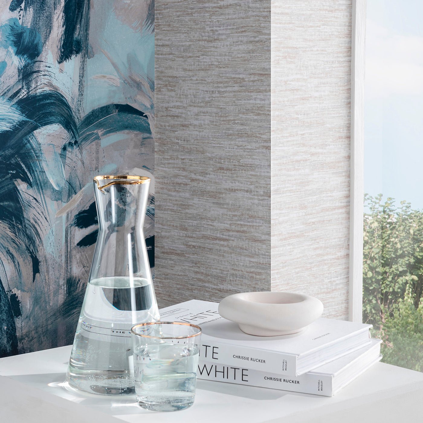 Alberi Wallpaper - Midnight/Linen Banner - Clarke & Clarke - W0176/01 - Premier Wallcovering