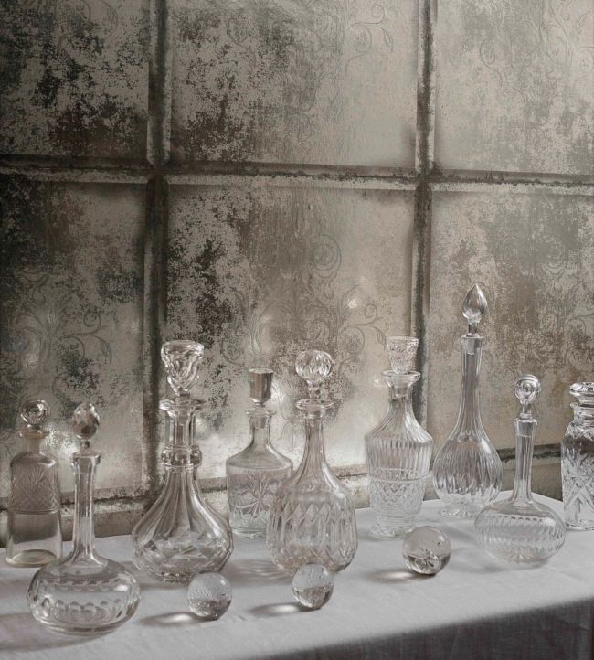 Albery Wallpaper - Graphite on Foil - 94/4020 - Cole & Son - Premier Wallcovering