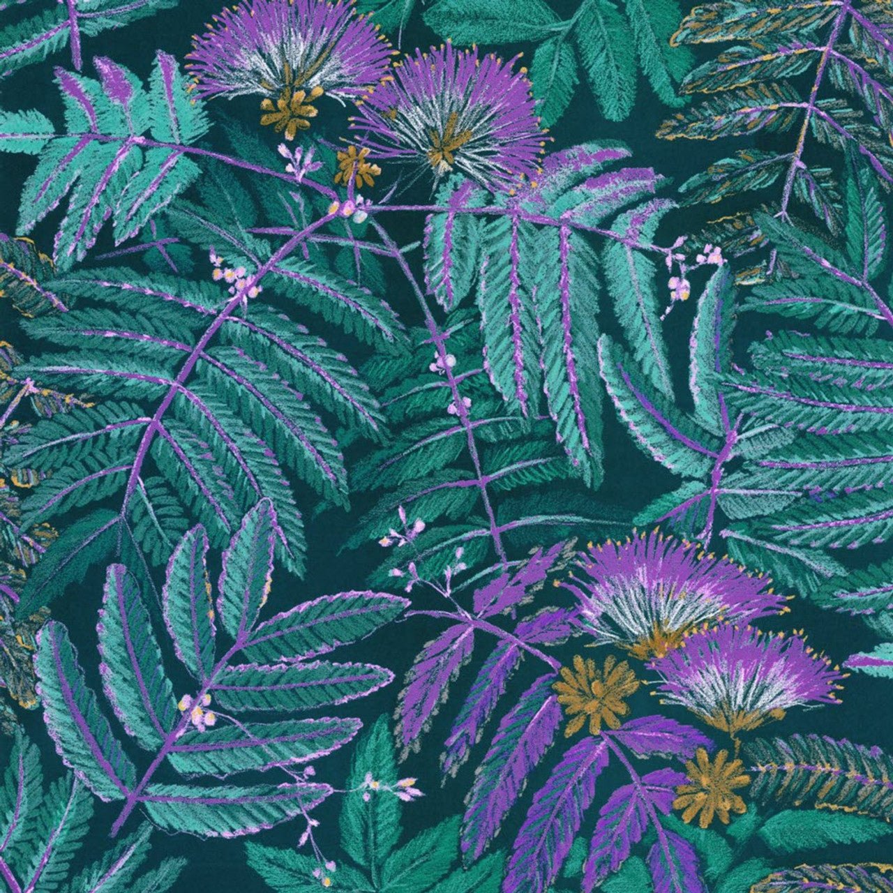 Albizia Botanica Wallpaper - Bleu Turquoise - Casadeco - 85896164 - Premier Wallcovering