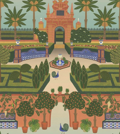 Alcazar Gardens Wallpaper - Terracotta & Spring Green Multi - 117/7020 - Cole & Son - Premier Wallcovering