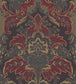 Aldwych Wallpaper - Metallic Gilver & Crimson on Charcoal - 94/5029 - Cole & Son - Premier Wallcovering