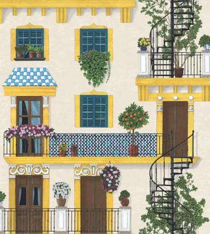 Alfaro Wallpaper - Canary Yellow & Petrol on Parchment - 117/4010 - Cole & Son - Premier Wallcovering