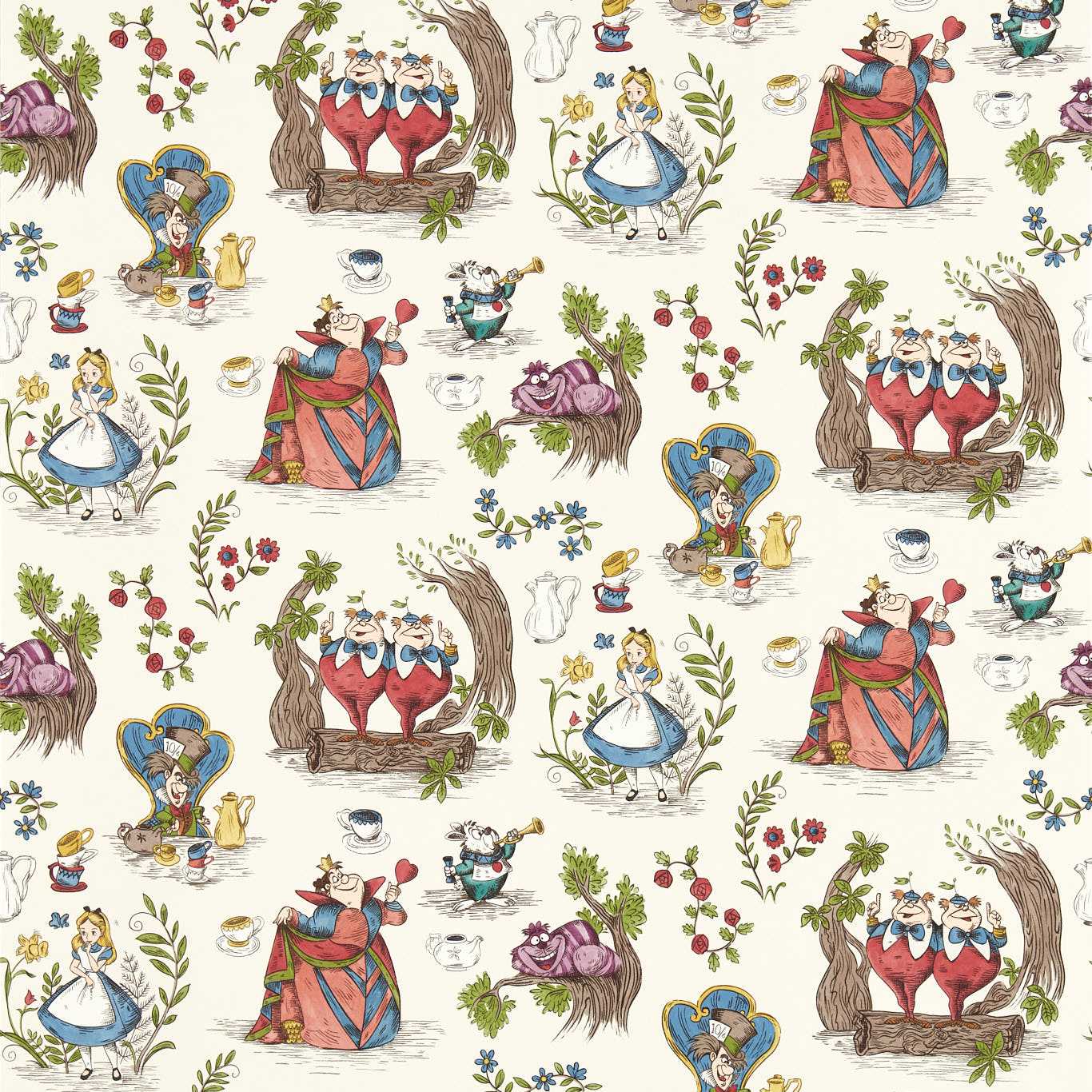 Alice In Wonderland Wallpaper - Hundreds & Thousands - DDIW217287 - Sanderson