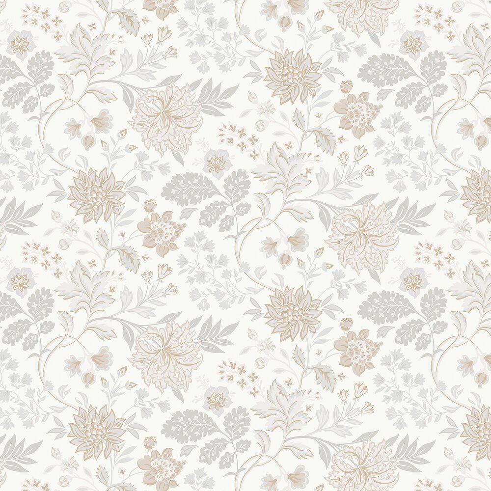 Alicia Wallpaper - White/ Grey/ Gold - Boråstapeter - 2007 - Premier Wallcovering