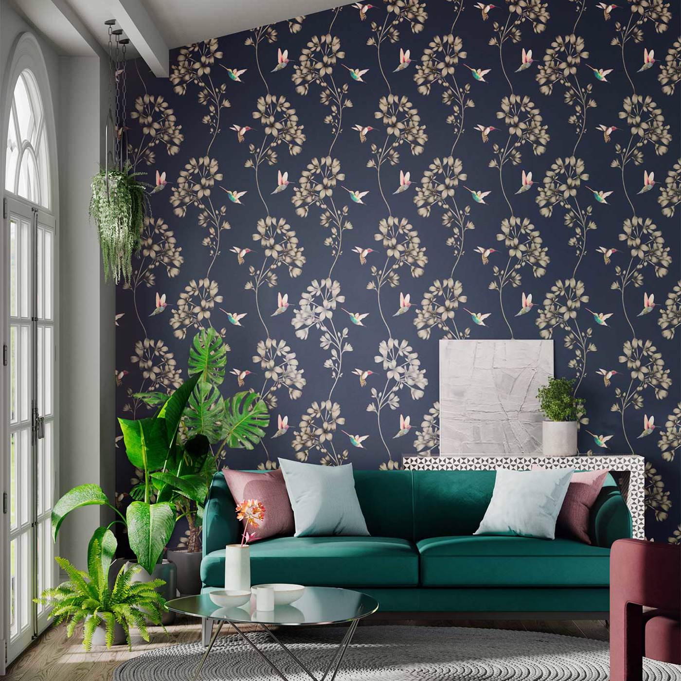 Amazilia Wallpaper - Indigo - HAMA111059 - Harlequin - Premier Wallcovering