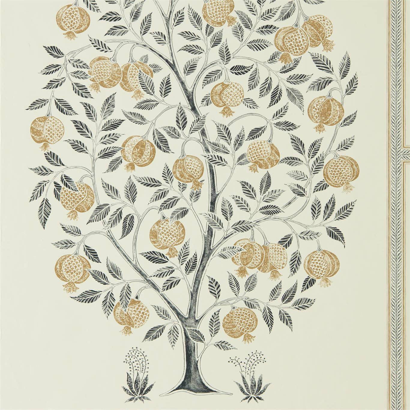 Anaar Tree Wallpaper - Charcoal/Gold - Sanderson - DCPW216791