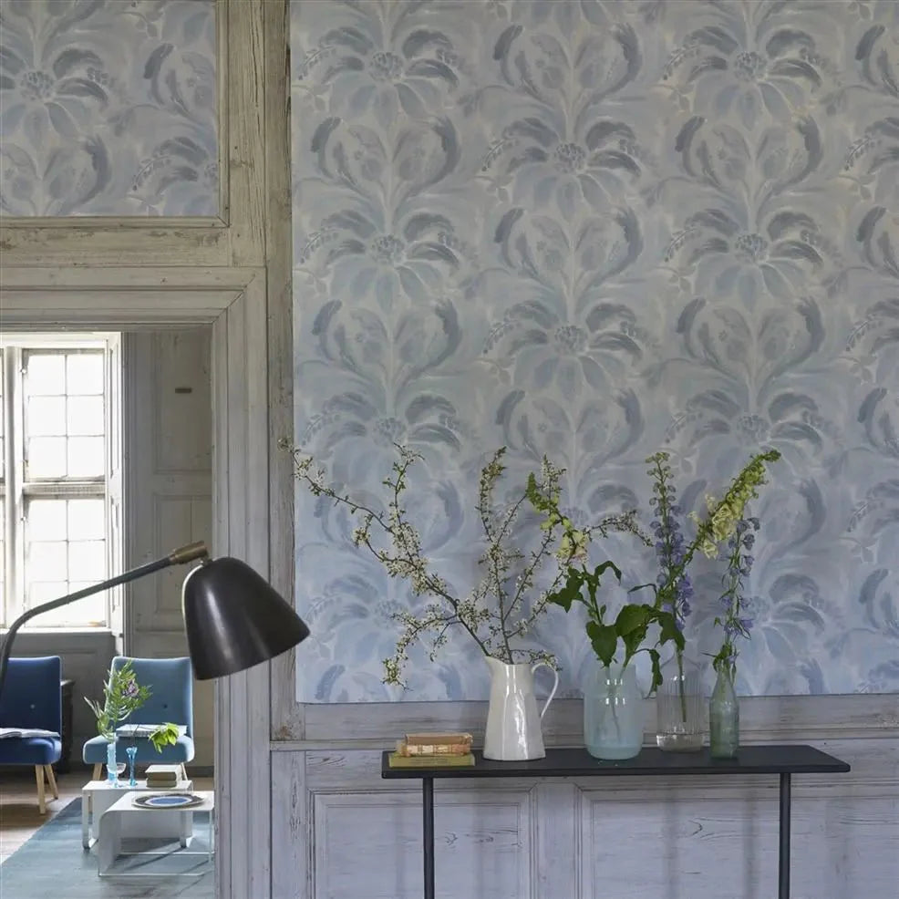 Angelique Damask Wallpaper - Steel - PDG1036/02 - Designers Guild