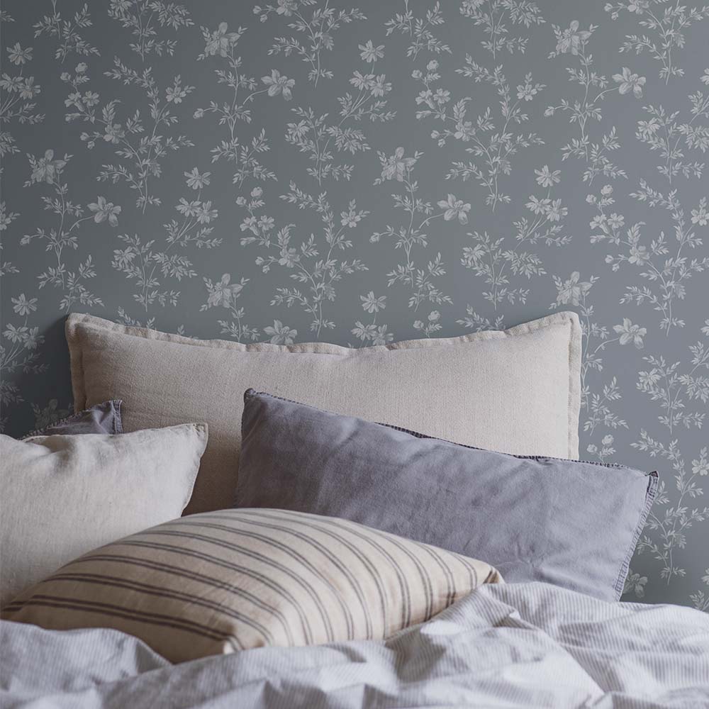 Angsblomma Wallpaper - Dove Blue - Boråstapeter - 3272 - Premier Wallcovering