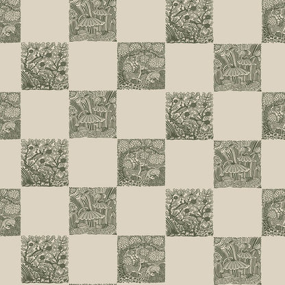 Animal Check Wallpaper - Chaingate Green - Edge Sand - Josephine Munsey - ANI-003-014 - Premier Wallcovering