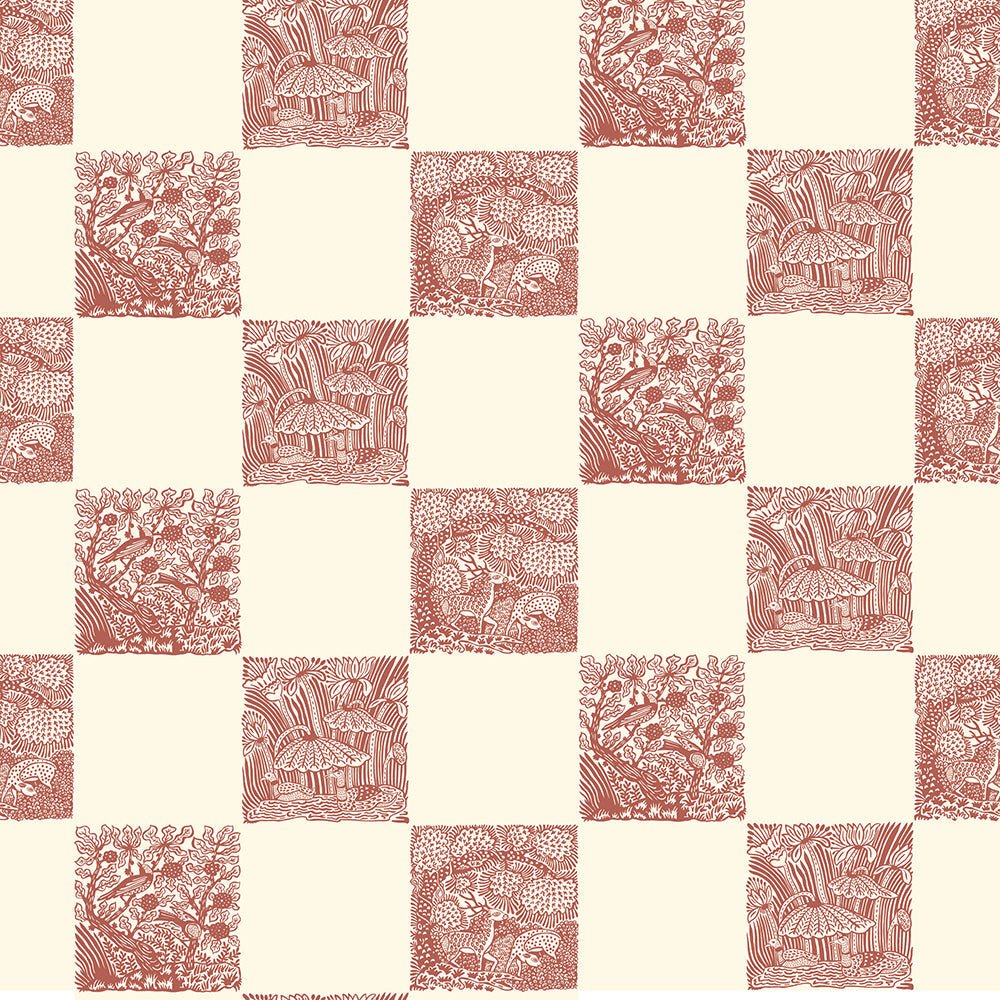 Animal Check Wallpaper - Red Topping - Clarke White - Josephine Munsey - ANI-013-017 - Premier Wallcovering