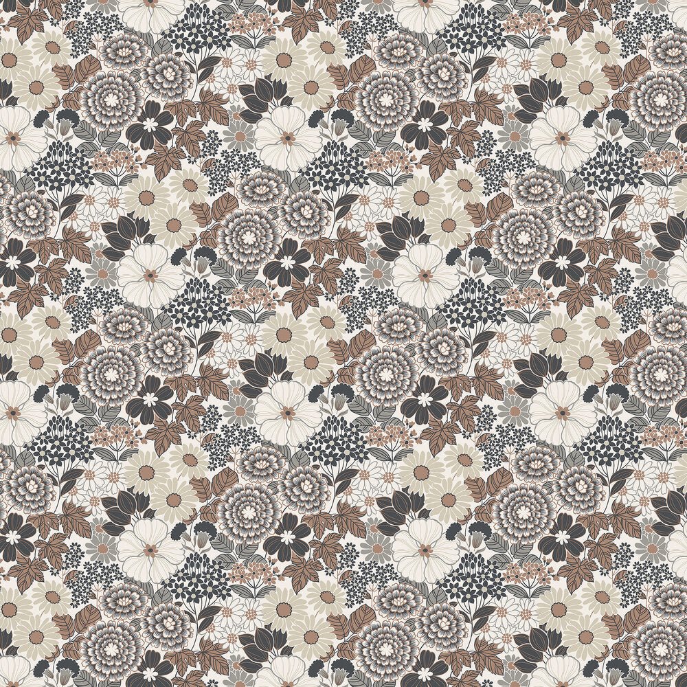 Anita Wallpaper - Brown/ Black - Boråstapeter - 2034 - Premier Wallcovering