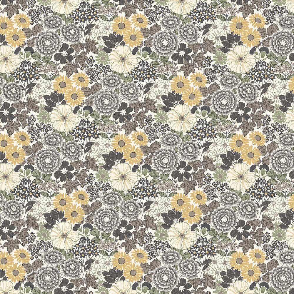 Anita Wallpaper - Brown/ Yellow - Boråstapeter - 2033 - Premier Wallcovering