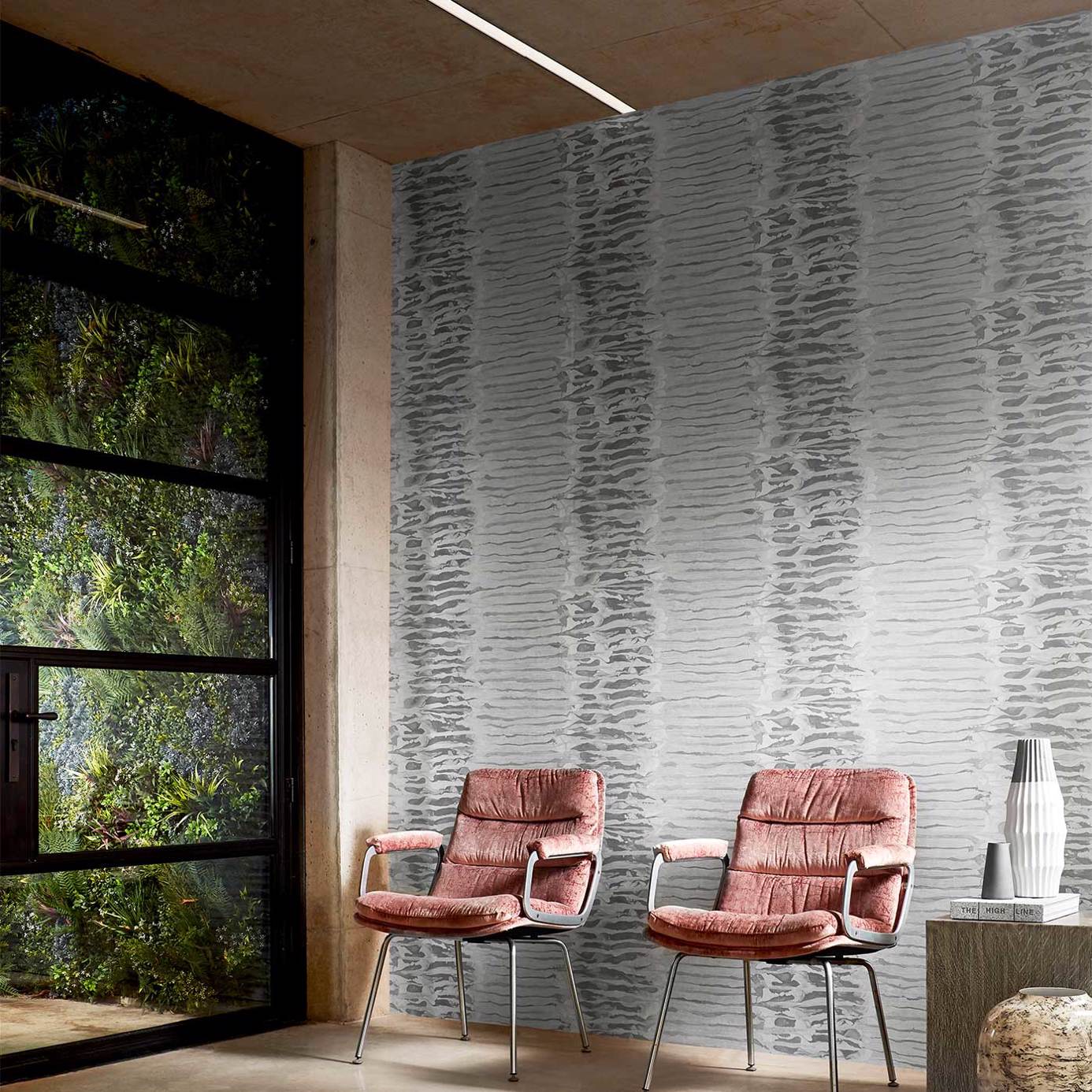Anthology Ripple Stripe Wallpaper - Steel - Harlequin - EANW112577