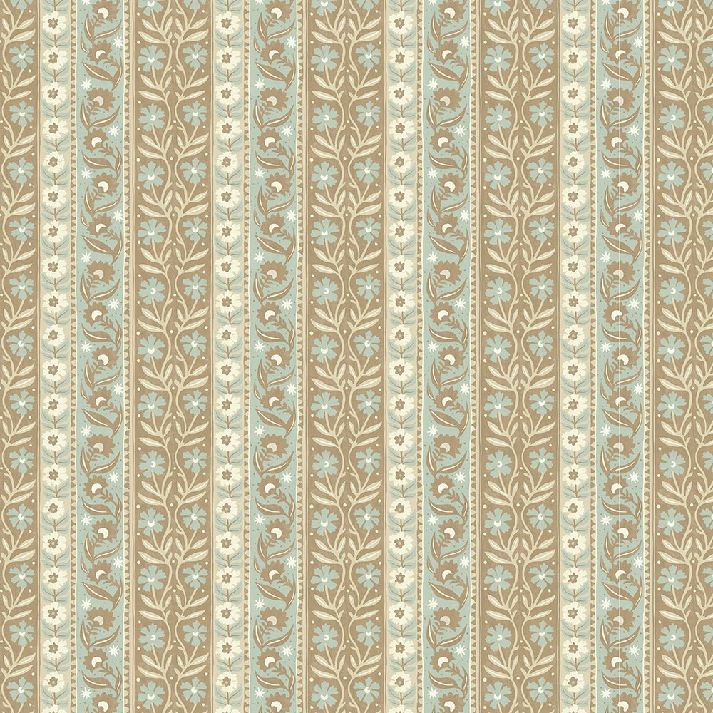 Arber Stripe Wallpaper - Stone and Aqua - Josephine Munsey - JMW-104841 - Premier Wallcovering