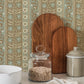 Arber Stripe Wallpaper - Stone and Aqua - Josephine Munsey - JMW-104841 - Premier Wallcovering