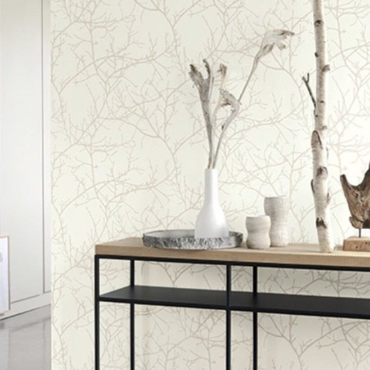 Arbre Riverside Wallpaper - Blanc - Casadeco - 16960212 - Premier Wallcovering