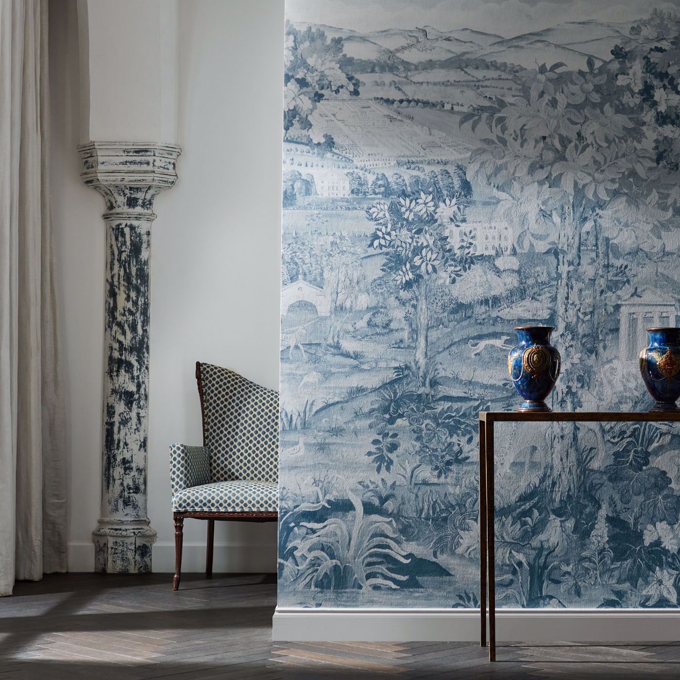 Arcadian Thames Wallpaper - Wedgwood Blue - ZATW313039 - Zoffany
