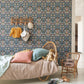 Archibald Arts and Crafts Wallpaper - Bleu Petrole - Casadeco - 86336406 - Premier Wallcovering