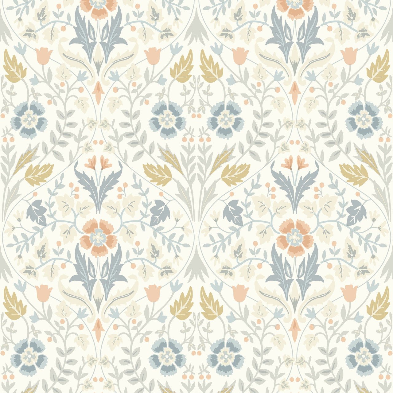 Archibald Arts and Crafts Wallpaper - Bleu Givre - Casadeco - 86336105 - Premier Wallcovering