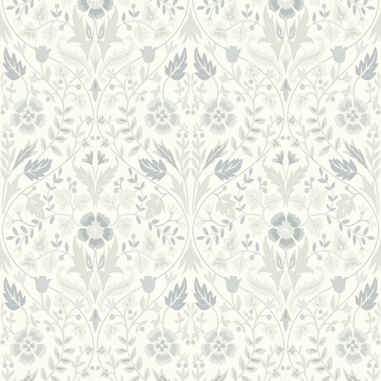 Archibald Arts and Crafts Wallpaper - Gris Givre - Casadeco - 86339102 - Premier Wallcovering