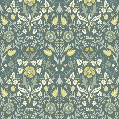 Archibald Arts and Crafts Wallpaper - Vert Sauge - Casadeco - 86337401 - Premier Wallcovering