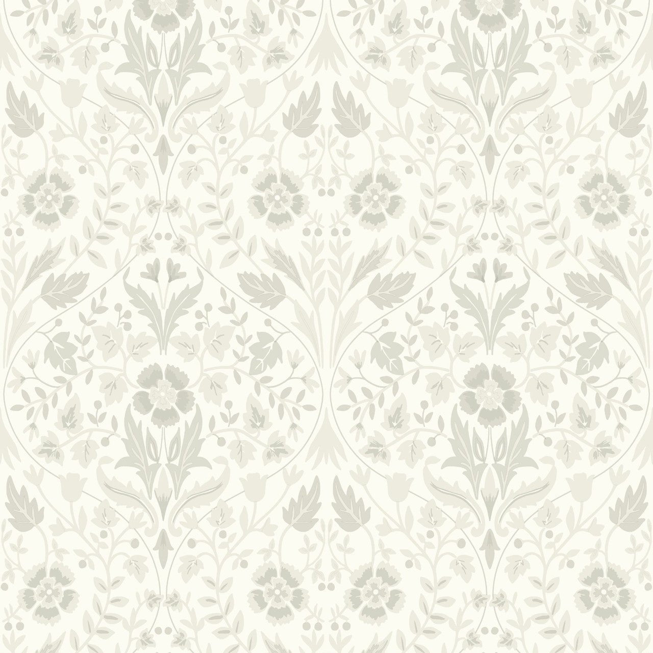 Archibald Arts and Crafts Wallpaper - Blanc Ceruse - Casadeco - 86330110 - Premier Wallcovering