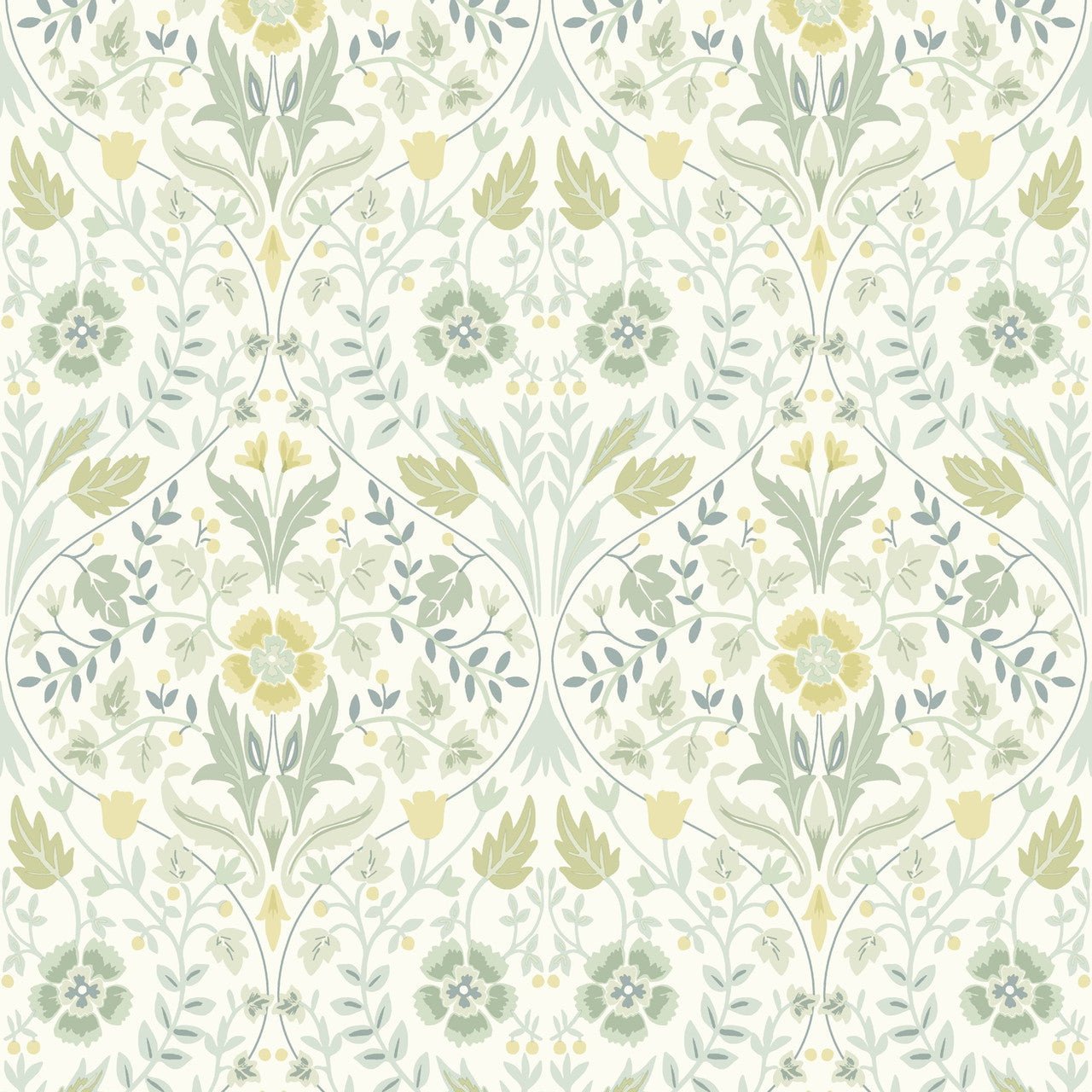 Archibald Arts and Crafts Wallpaper - Vert Amande - Casadeco - 86337108 - Premier Wallcovering