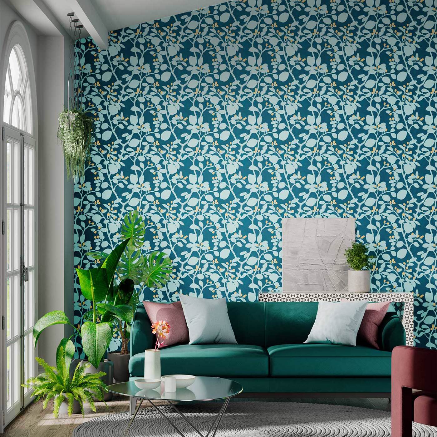 Ardisia Wallpaper - Amazonia/Teal/ Gold - Harlequin - HTEW112764