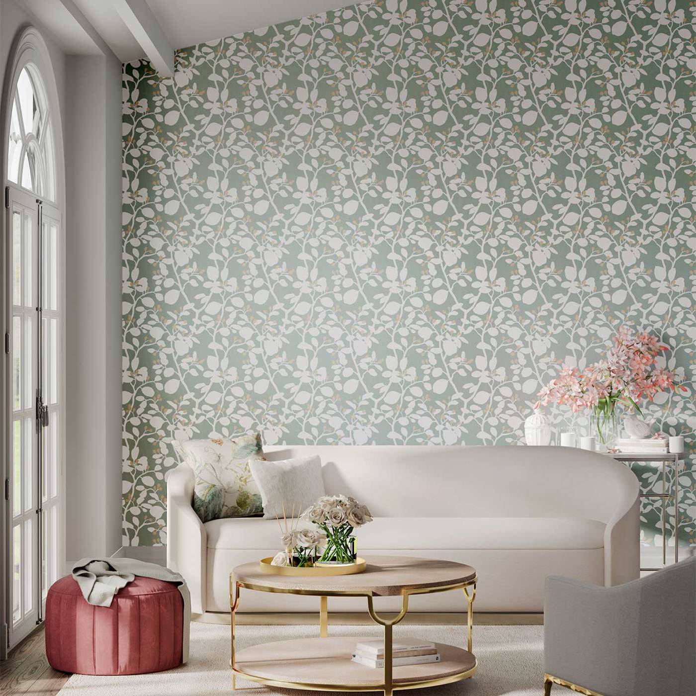 Ardisia Wallpaper - Succulent/Soft Focus/ Gold - Harlequin - HTEW112771
