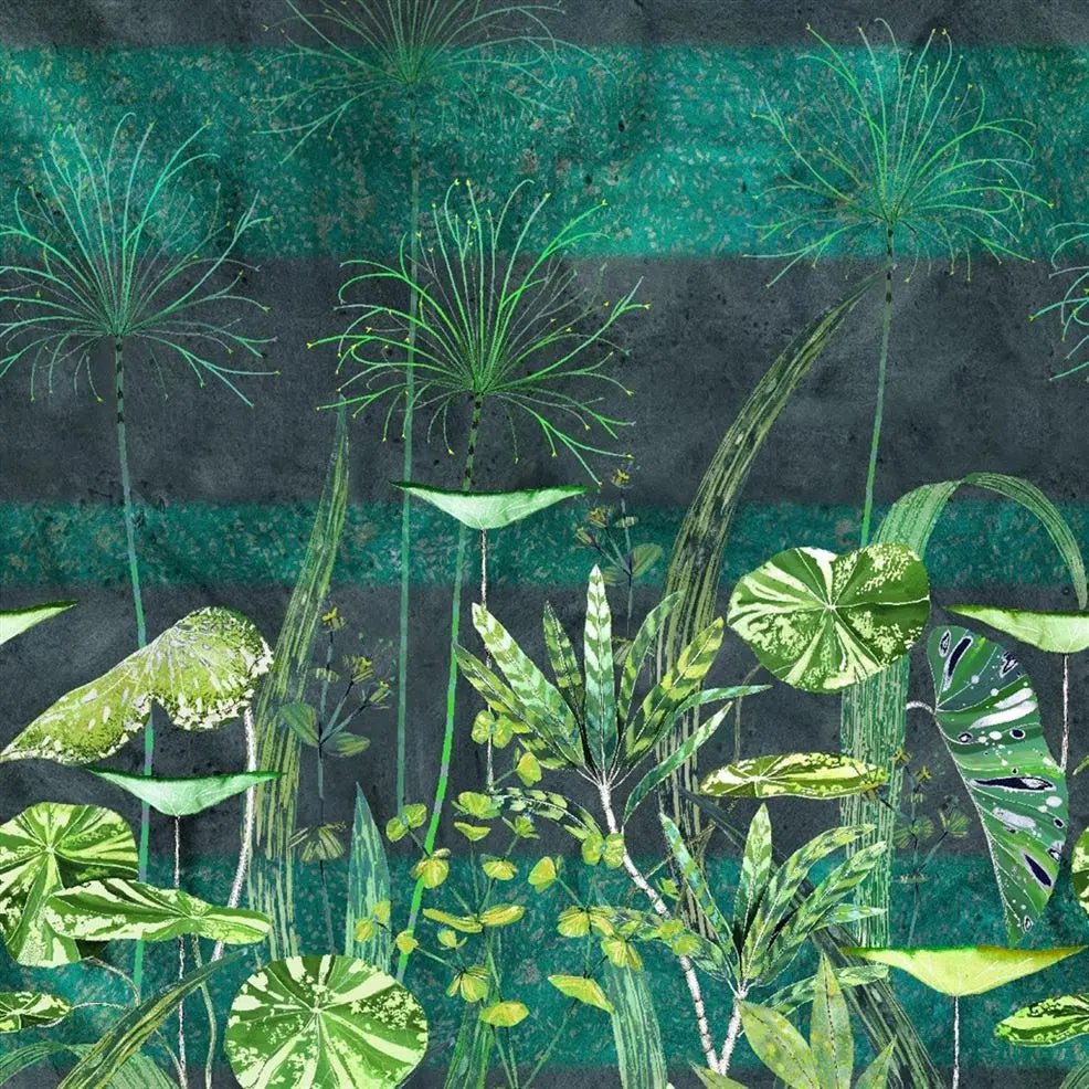 Arjuna Leaf Wallpaper - Viridian - PDG1088/01 - Designers Guild