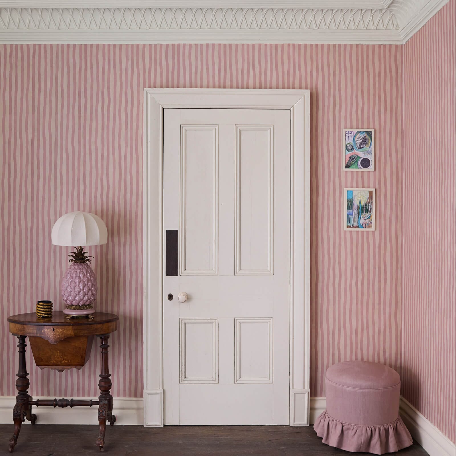 Artist's Stripe Wallpaper - Sakura & Astrantia - House of Hackney - 1-WA-ATS-DI-SKA-XXX