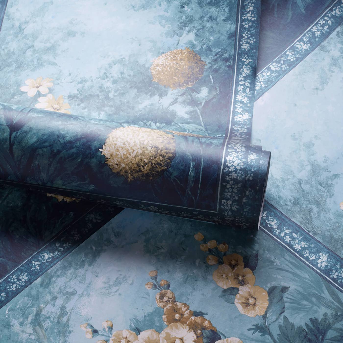 Artus Wallpaper - Denim/Ochre - Clarke & Clarke - W0155/02 - Premier Wallcovering