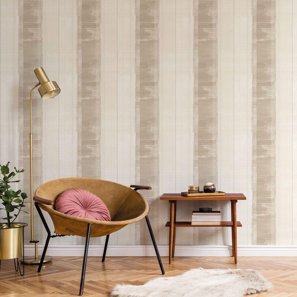 Atmosphere Sublime Stripe Wallpaper - Taupe - Galerie - G78275 - Premier Wallcovering