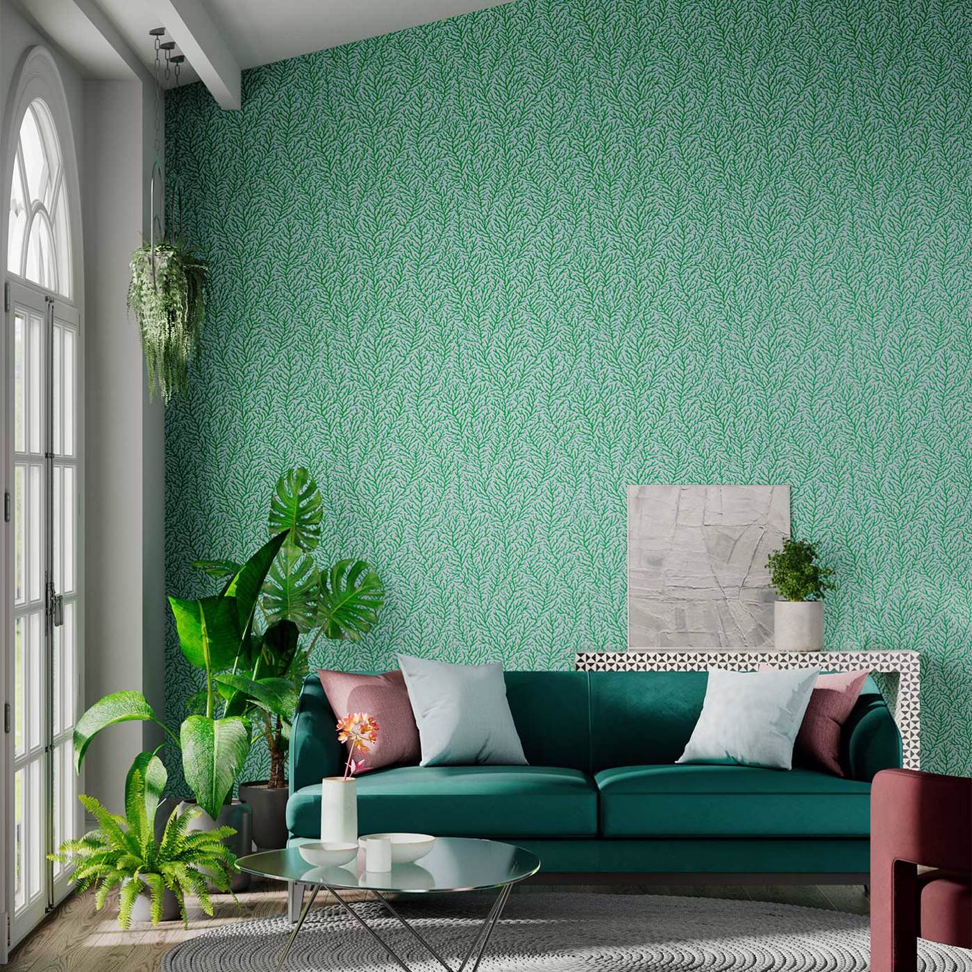 Atoll Wallpaper - Seaglass/Emerald - Harlequin - HTEW112769